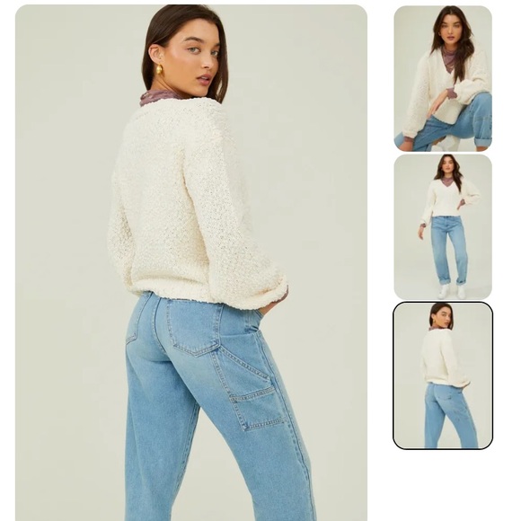 Altar’d State Sydney Popcorn Pullover, Cream, Size M/L - Picture 2 of 7